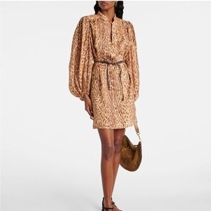 Zimmermann Cascadian Leopard Print Long Sleeve Tunic Dress